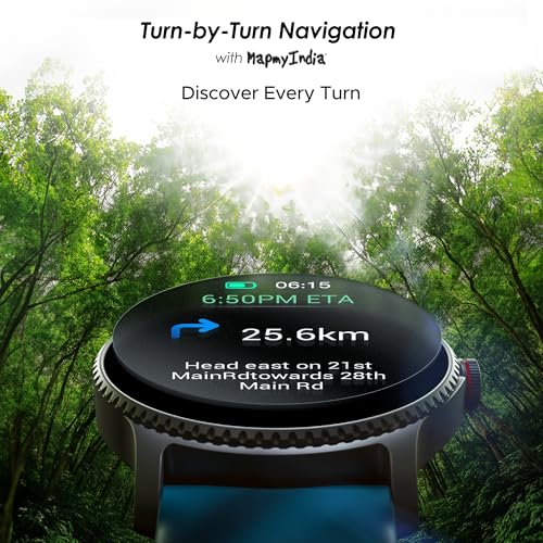 boAt Newly Launched Lunar Discovery w/ 1.39" (3.5 cm) HD Display, Turn-by-Turn Navigation, DIY Watch Face Studio, Bluetooth Calling, Emergency SOS, QR Tray, Smart Watch for Men & Women(Active Blue)