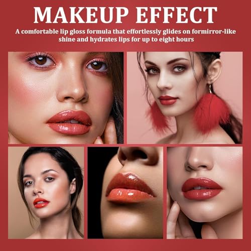 Lip Gloss,Tinted Lip Oil Long Lasting Non-sticky Shiny Lip Plumping Lip Gloss,Hydrating Moisturizing Lip Glow Oil for Looking Lips,Smooth Glossy Lip Plumper Gloss for Women (Caramel Nude)