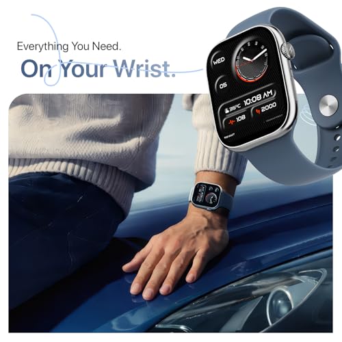 Fire-Boltt Ninja X Ring Smart Watch with 1.96” Large Display, Bluetooth Calling, Wireless Charging, AI Voice Assistant, 500+ Watch Faces, Health Suite, Smart Watch for Man & Woman – Blue S