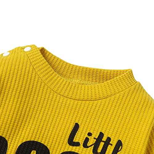 Hopscotch Boys Text Print Full-Sleeve Bodysuit In Yellow Color for Ages 0-3 Months