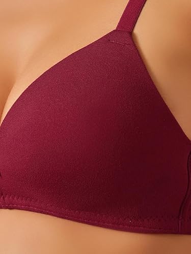 Clovia Women's Padded Non-Wired Full Coverage T-Shirt Bra (BR2544P09_Maroon_36D)