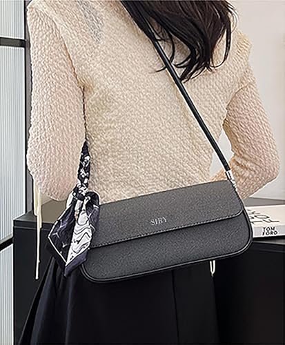 SIBY Underarm Shoulder Bags for Women's with Ribbon (Black)