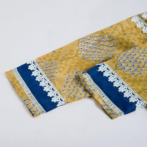 Hopscotch Girls Mustard Full Sleeves Lace Embellished Cambric Dress for Age (4-5 Years)