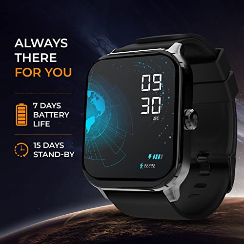 beatXP Marv 1.85” (4.5 cm) HD Display Smart Watch with Bluetooth Calling, AI Voice Assistance, Heart Rate, spo2, Sleep Monitoring, 100+ Sports Modes, IP68 Water Resistance (Electric Black)