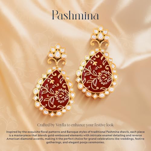 VOYLLA Pashmina Nyasia Choker Set, Women's Wedding & Party Jewelry Set, Enameled & Kundan Necklace Set