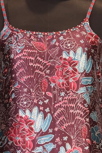 W for Woman Maroon Floral Printed Japanese Satin A-line Kurta with Sharara and Dupatta Set - (WS13585-126545-M)