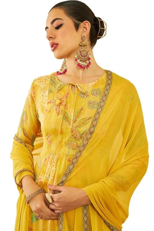 Soch Women's Crepe Suit Set (EWS4CD20484A_Mustard