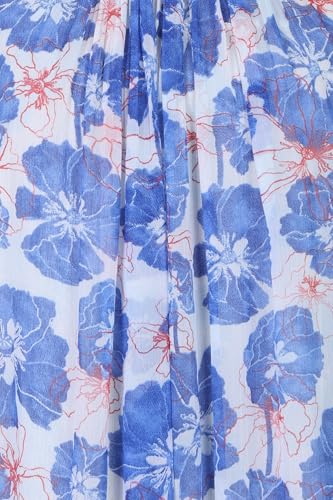 W for Woman Blue Floral Printed Sleeveless Chiffon A-line Dress - (W13500-126862-XS)