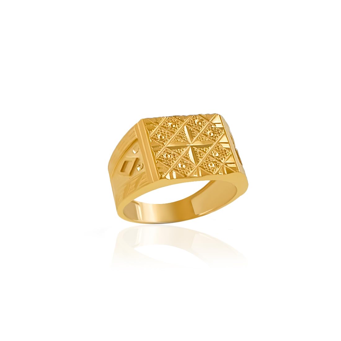 Saizen Gold Plated Chillain Work Design Finger Ring For Men And Boys