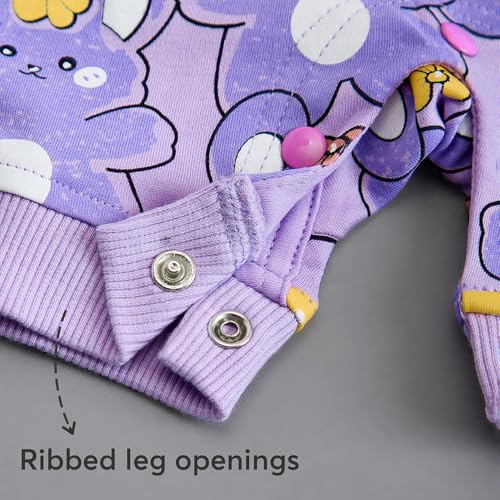 Hopscotch Girls Purple Short Sleeves 2-Pc Pure Cotton T-Shirt And Dungaree For Ages(9-12 Months)