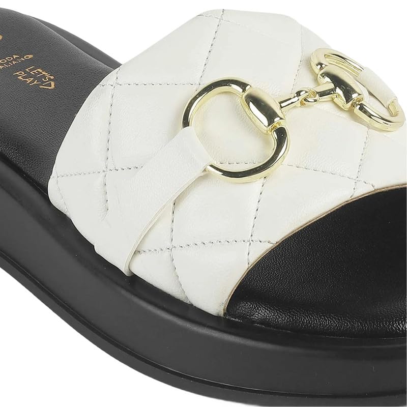 tresmode AREZZO Women's White Vegan Leather Platform Wedges Sandals in Size 7 UK / 40 EU
