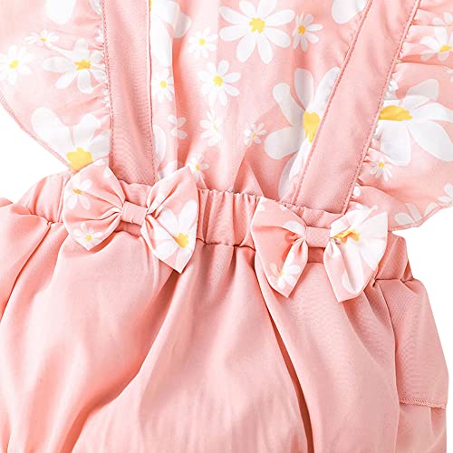 Hopscotch Girls Polyester Sleeveless Floral Print Bodysuit With Headband in Pink Color For Ages (2-3 years)