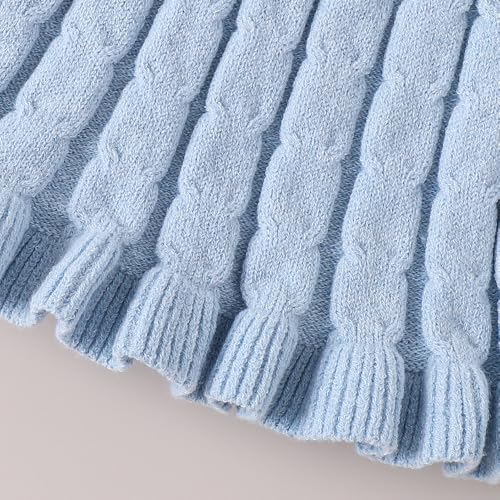 Hopscotch Girls Full Sleeves Blue 2-Pc Cable Knit Skirt Set (18-24 Months)