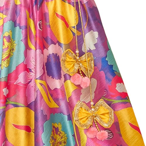 Hopscotch Girls Silk Blend Blouse and Lehenga Ethnic Set with Jacket Readymade In Purple Color For Ages (6-7 Years)