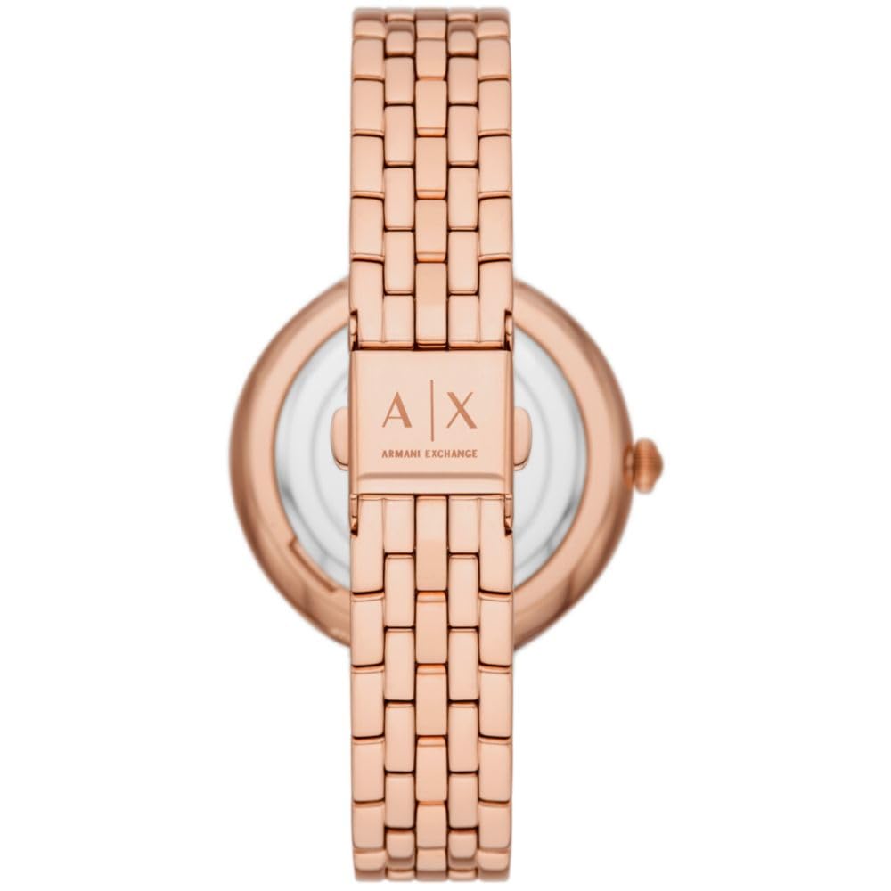 Armani Exchange Stainless Steel Analog Brown Dial Women Watch-Ax5384, Rose Gold Band