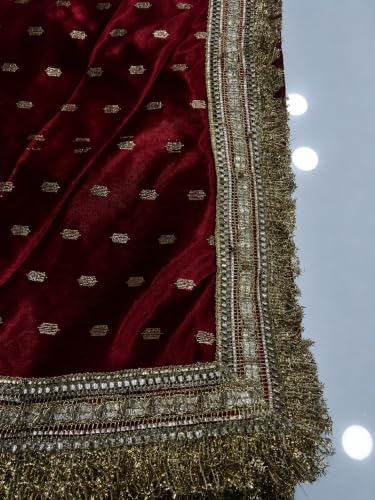 A To Z Cart Women's Malai Licraa Embellished Saree Bright Butti Maroon-FS