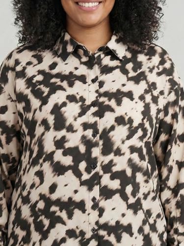 9 Impression Women's Leopard Print Polyester Casual Relax Fit Plus Size Shirt (Black & White; 4XL)