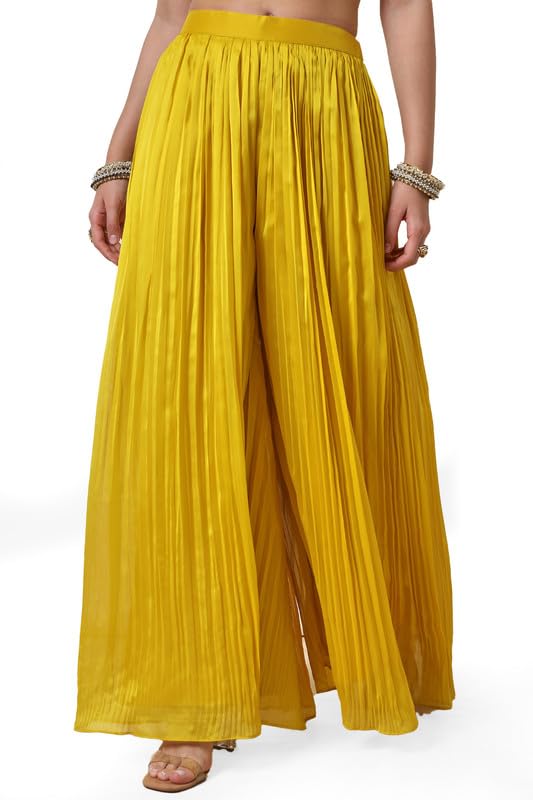 Soch Womens Yellow Sequin Embellished Georgette Blend Ethnic Gown