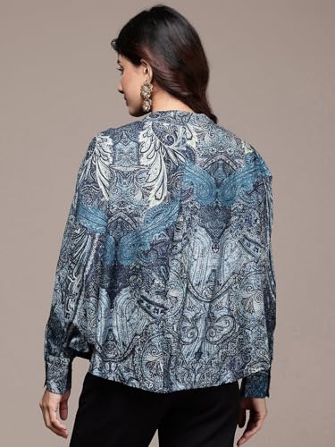 Ritu Kumar Blue Paisley Full Sleeve Top