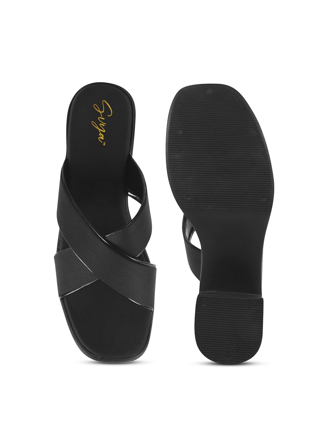 SVYA Comfortable Heel Sandals for Women and Girl (Black, UK Footwear Size System, Adult, Women, Numeric, Medium, 7)