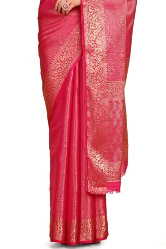 Soch Womens Fuchsia Ethnic Motifs Woven Design Zari Silk Blend Saree