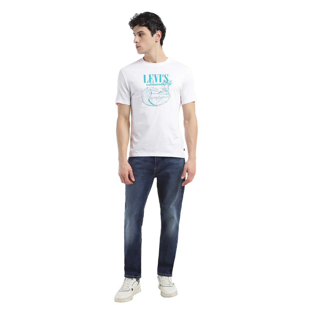 Levi's Men's Crew Neck Regular Fit Graphic T-Shirts White