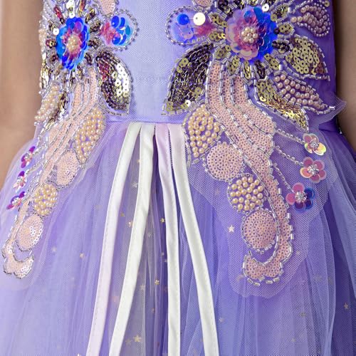 Hopscotch Girls Sleeveless Lavender Enchanted Cascade Gown (3-4 Years)