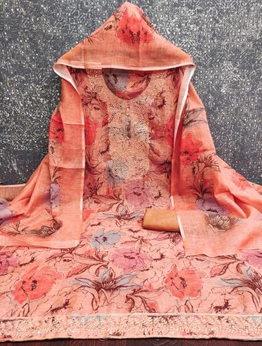 Leeli Peeri Designer Women's Cotton Digital Print With Embroidery Work Unstitched Salwar Suit Dress Material