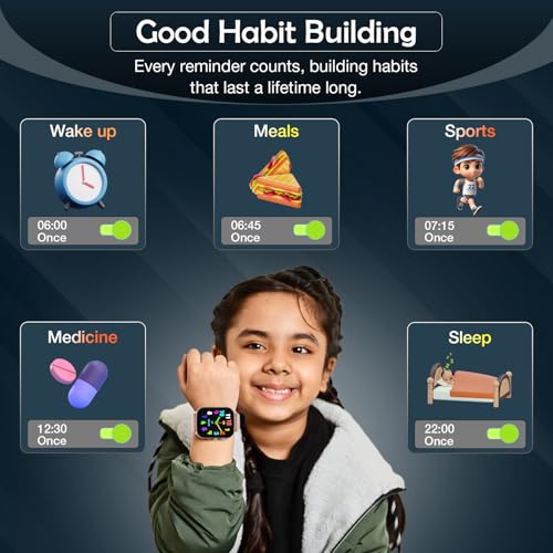 sekyo 'Spark' Kids Smart Watch | Activity Tracker, Games, Class Mode, Parent Control App, Good Habit App, Waterproof, Alarm, Calculator, Calendar, Flashlight, Stopwatch (Pink)