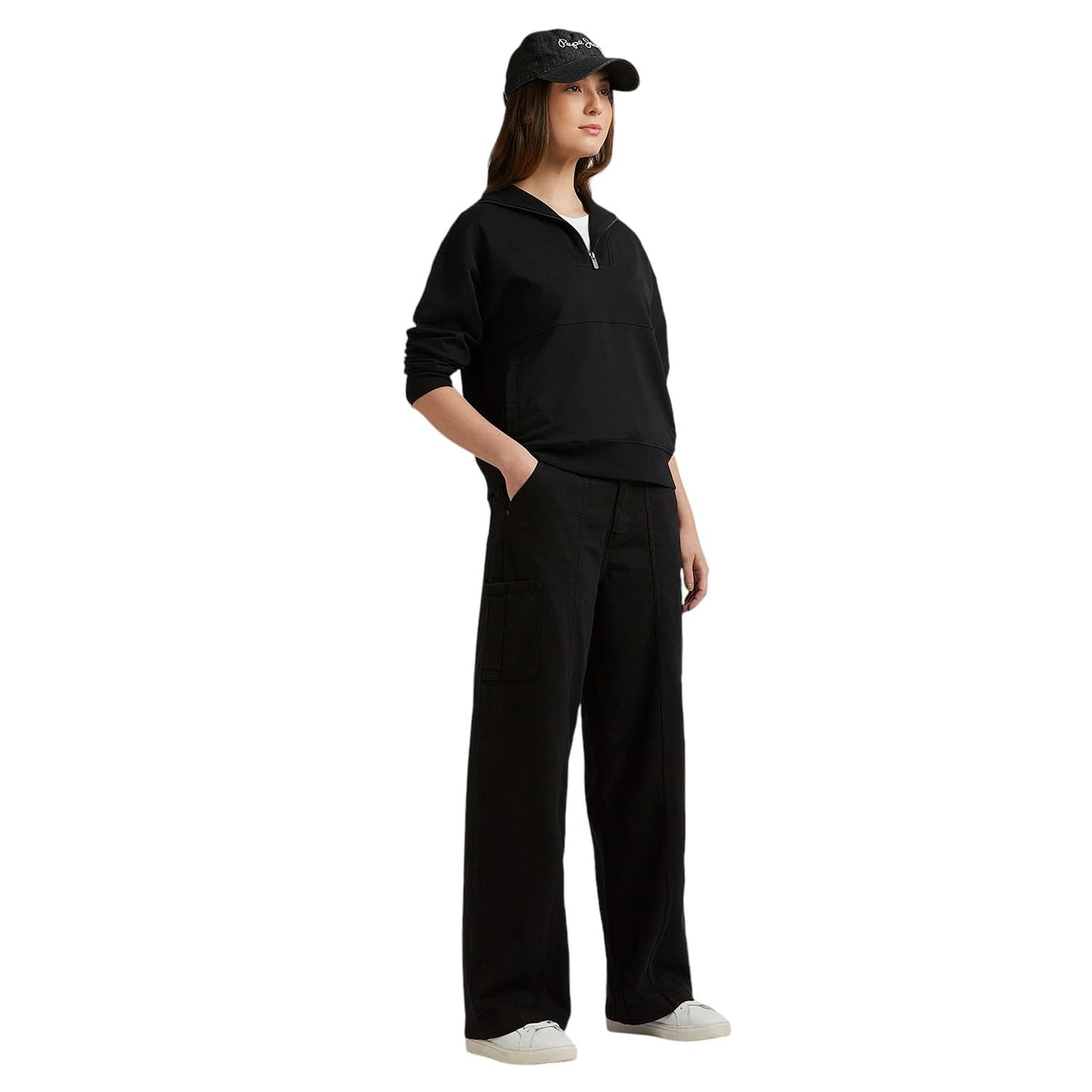 Black High Waist Straight Cargos