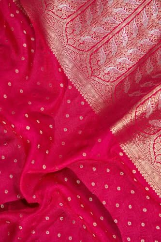 Taneira Women Pink Viscose Woven Saree with Unstitched Blouse Piece (SAPP02AB0918-Pink)