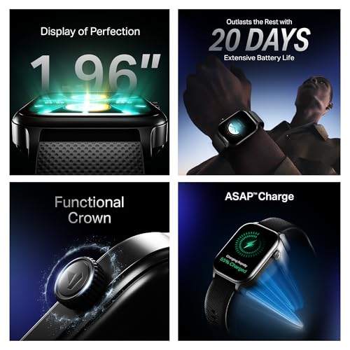 boAt Storm Infinity Plus w/20 Days Extensive Battery Life, Huge 680 mAh, Only Charge Once a Month, 1.96" Display, Functional Crown, Multiple Sports Modes, smart Watch for man & Woman (Active Black)