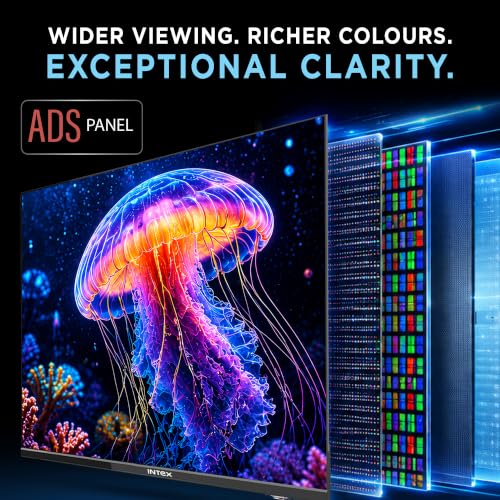 Intex 32 Inch Frameless HD Ready Smart Google TV | Android 14 | HDR10 | Dolby Audio | A+ Grade ADS Panel | 24W Speakers | Voice Control | Chromecast Built-in | Dual Band Wi-Fi | 280 Nits I LED-GV3207