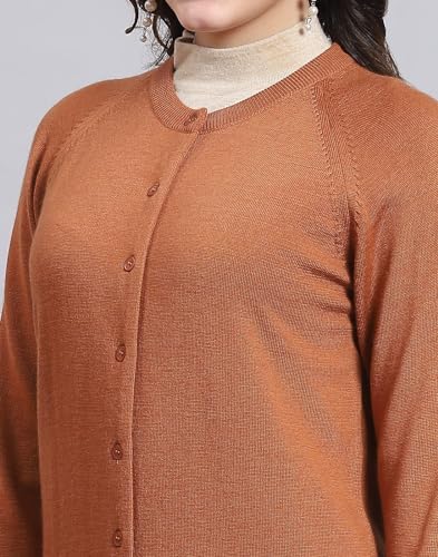 Monte Carlo Womens Pure Wool Solid Sweater (1230708Rn-2457-44, Mid Copper, 3XL)