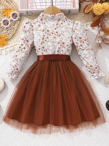 TAGAS Girls Floral Print Long Sleeve (Dress)|| Girls Frock|| Partydress for Girl ||kidsdress ||(KD-351)