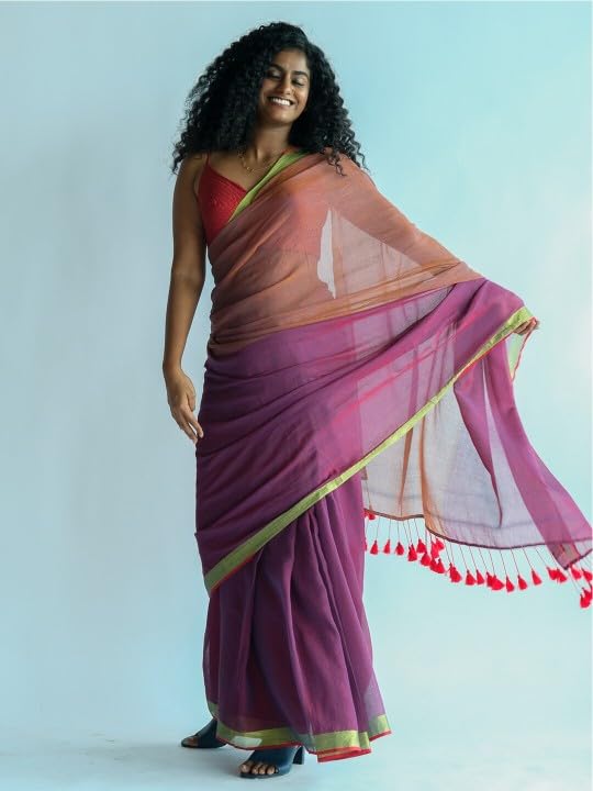 Suta Burgundy Brown MultiColour Cotton Blend saree