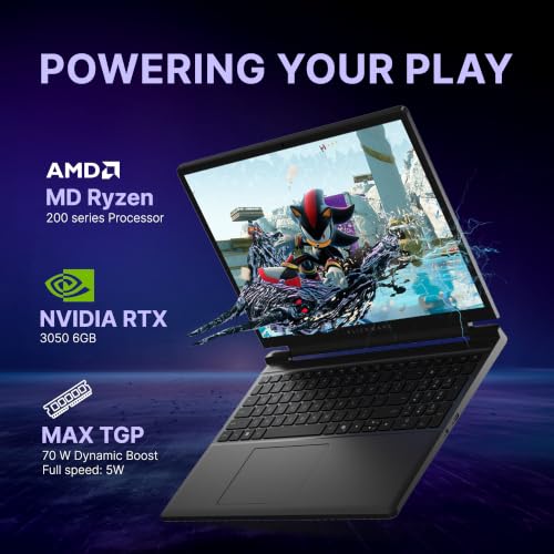 Dell Alienware 15 Gaming Laptop, AMD Ryzen R7 260 Processor, NVIDIA GeForce RTX 3050 6GB GDDR6, 16GB:512GB SSD, 15.3" WUXGA 165Hz 300 nits Display, Alienware Backlit Keyboard, Win 11 + MSO'24, 2.25kg
