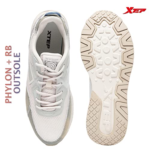 XTEP Women's Grey White Colour Blocking Synthetic Leather RB Casual Shoes (4.5 UK)