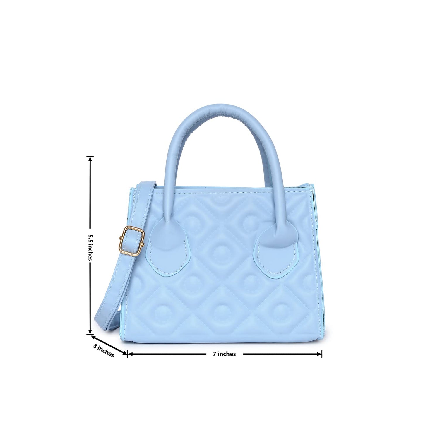 Haute Sauce Women's Quilted Hand Bag with Zip Lock (AZ_HSHB1037) Blue