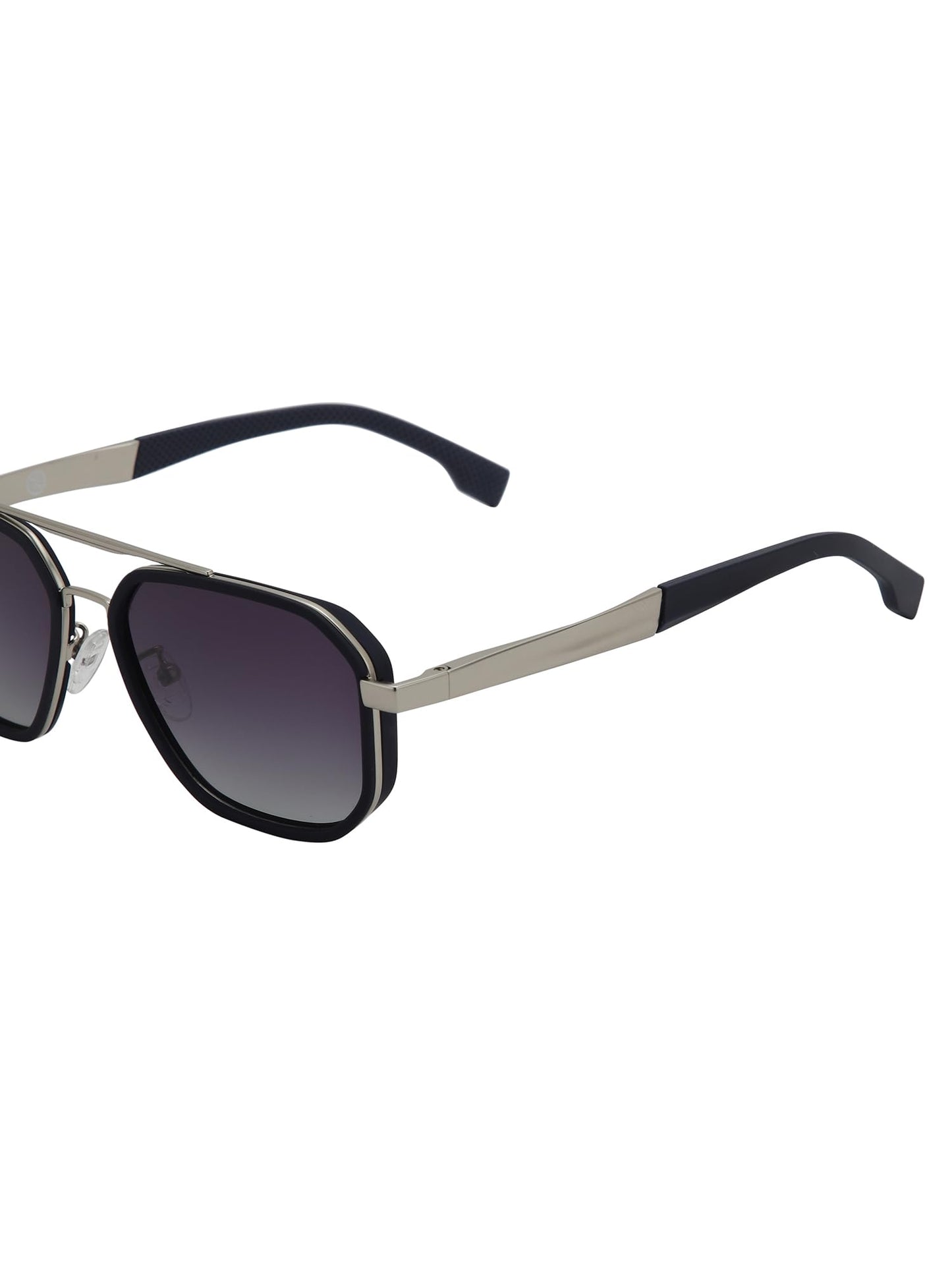 Carlton London Unisex Premium Silver & Blue Toned Grey UV with Polarized Lens Square Sunglass