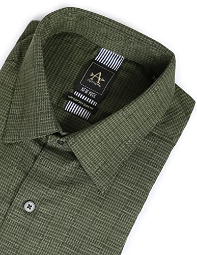 Arrow New York Men Olive Manhattan Slim Fit Patterned Dobby Weave Formal Shirt