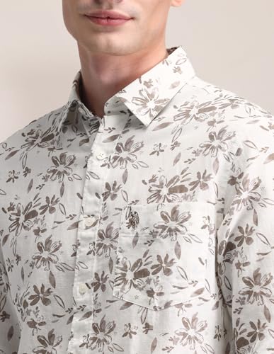 U.S. POLO ASSN. Tailored Fit Printed Shirt (USSHT2232_Beige_42)