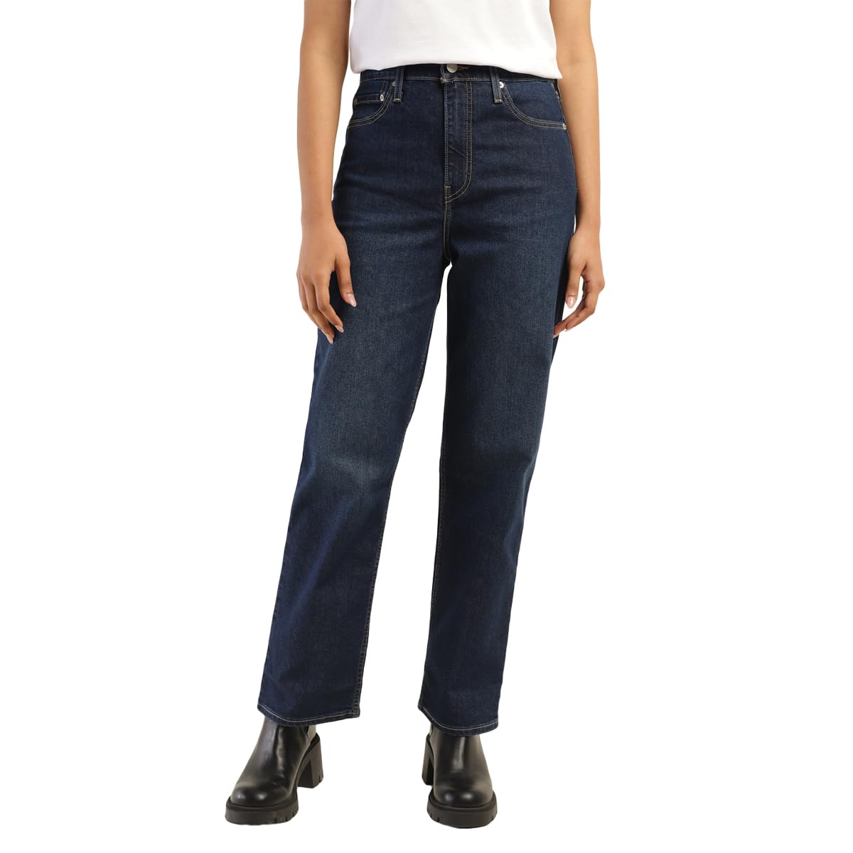 Levi's Women's Straight Fit Mid Rise High-Rise Jeans Blue