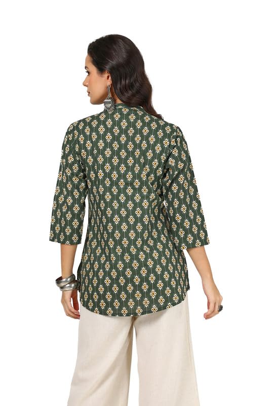 Soch Womens Green Cotton Ajrakh Print Tunic