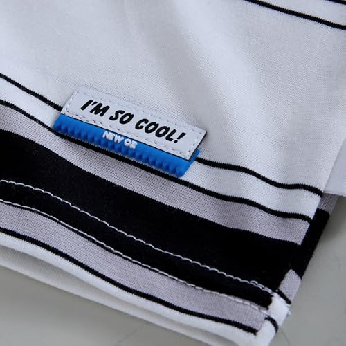 Hopscotch Boys Short Sleeves Stripes Print White Short Set For Ages (12-18 Months)
