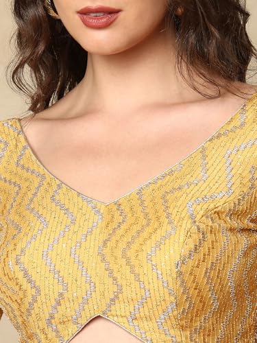 SALWAR STUDIO Golden Georgette V Neck Readymade Blouse