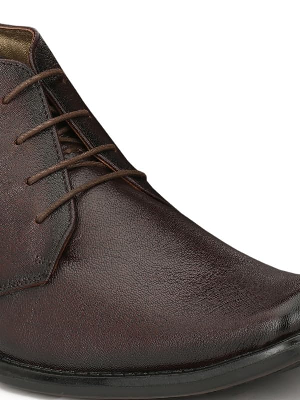 HITZ Men's Brown Leather Derby Formal Ankle Shoes
