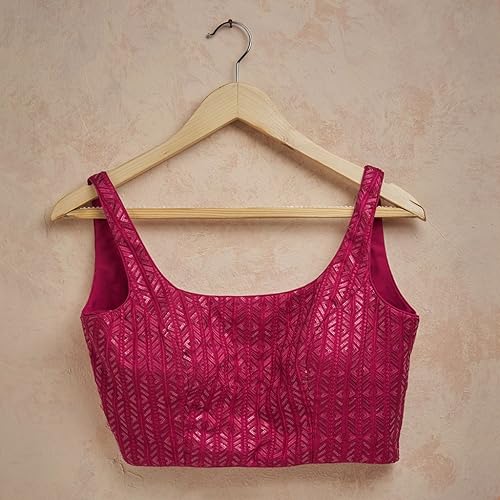 SALWAR STUDIO Pink Embroidered Readymade Blouse- Pack of 1.