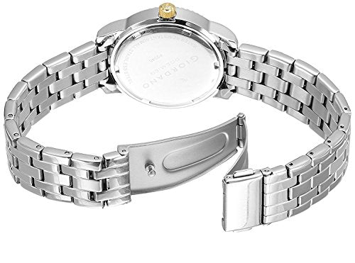 Giordano Analog Mens Watch Yellow Dial Silver Colored Strap Metal Material