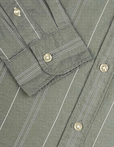 U.S. Polo Assn. Denim Co. Men's Striped Slim Fit Button Down Shirt (UDSHT2005_Green